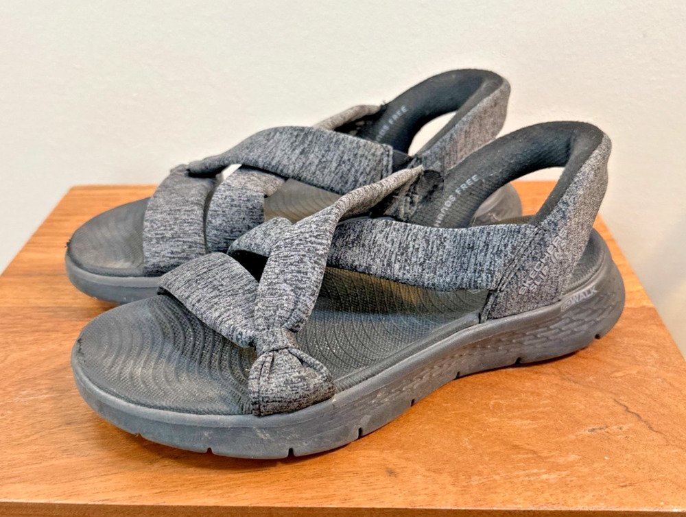 Skechers Slip Ins Go Walk Flex Sandals Womens 7 Gray Yoga Foam Comfort Sport